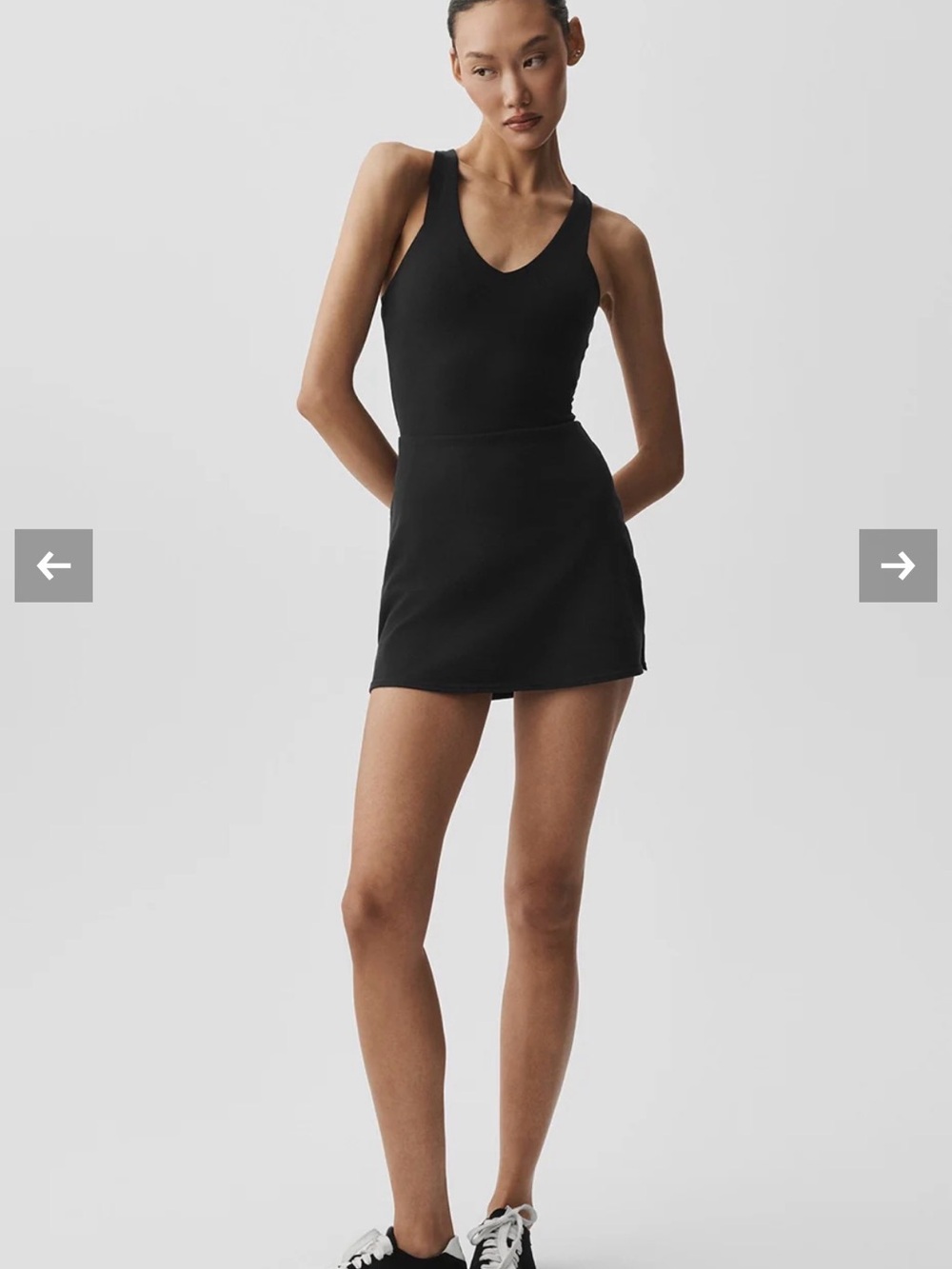 ALO Yoga Black Sleeveless V-Neck Mini Dress